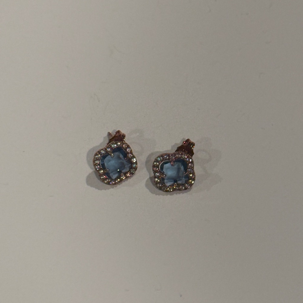 Elegant Blue and Gold Earrings - Picture 2 of 3